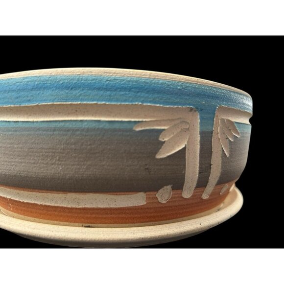 Vtg Southwest Superstition Stoneware Succulents Planter Clay Pottery 7” Incised - Picture 4 of 9
